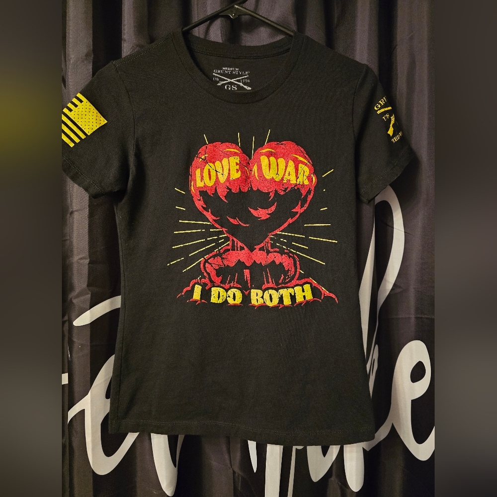 Grunt Style Black Tee with Red and Yellow Graphic